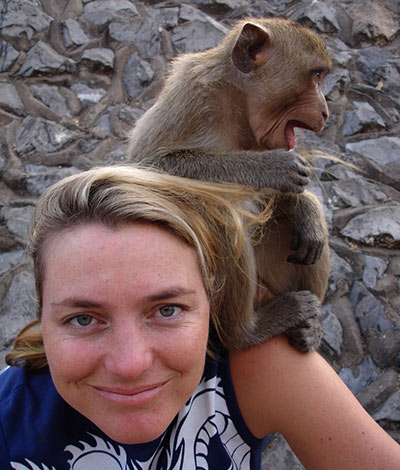 Karina Holden with monkey